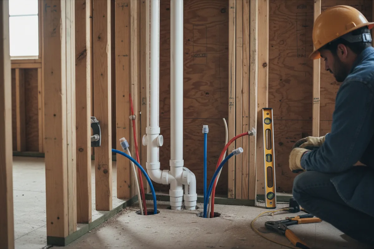 Drain and supply rough-in during Leak Detection in Burson