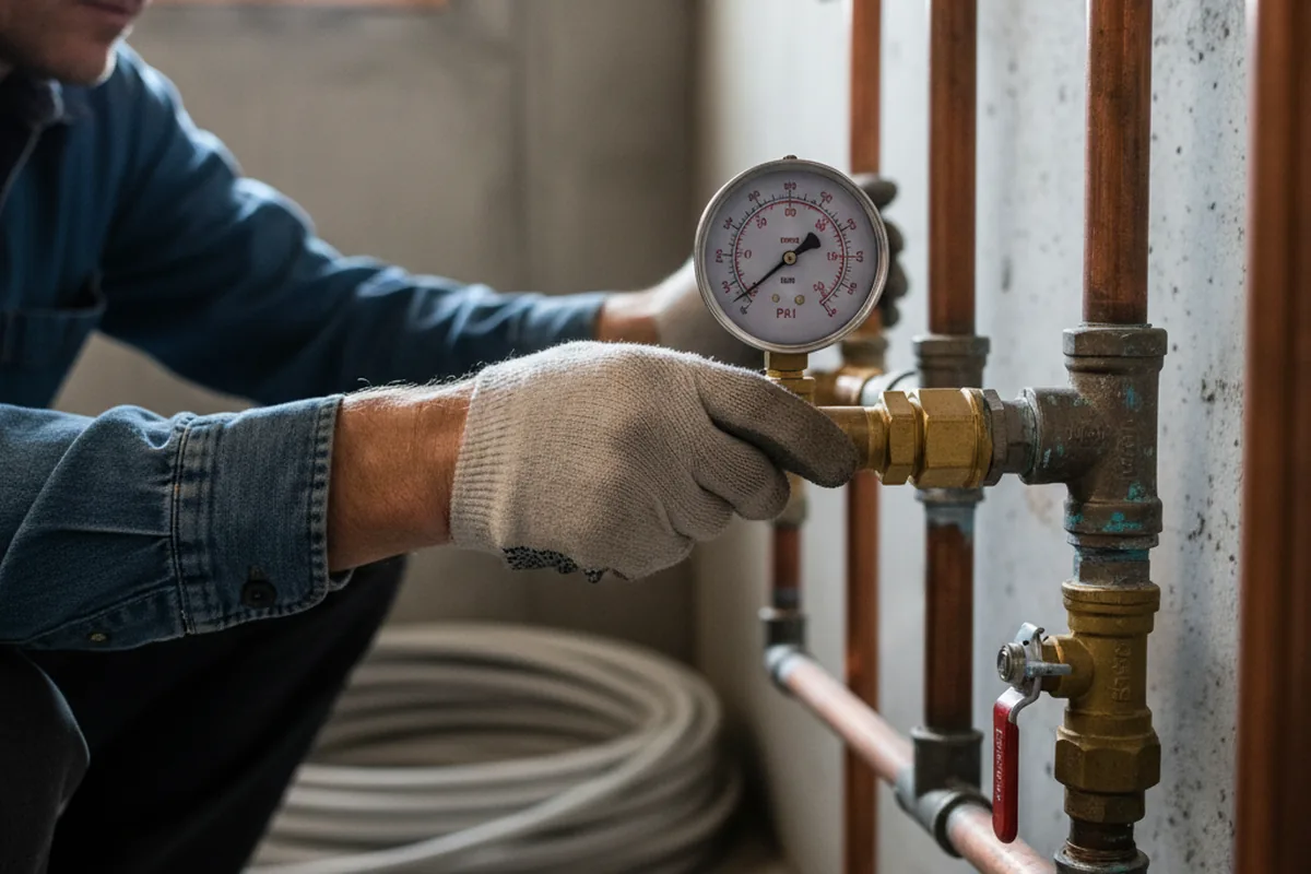Pressure testing a repaired line during Water Line Repair in Burson